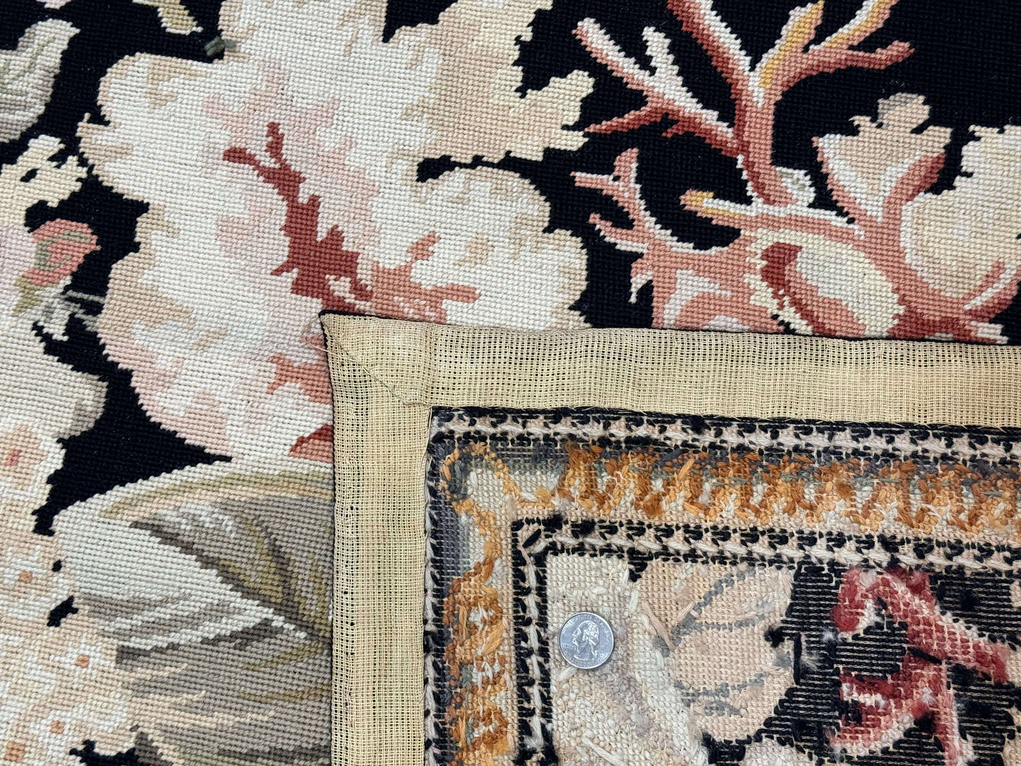 Palace Size Needlepoint Rug 13x17, Extra Large Wool Floral Handmade Carpet, European Design, Botanical - Nuvé