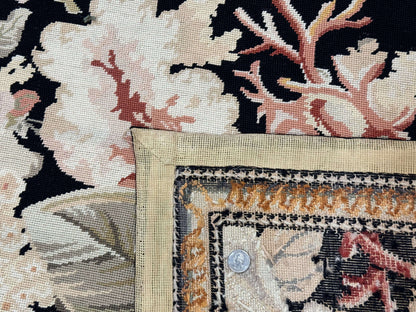 Palace Size Needlepoint Rug 13x17, Extra Large Wool Floral Handmade Carpet, European Design, Botanical - Nuvé