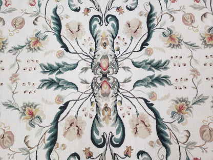 New Needlepoint Rug 9x12, Hand Woven Wool Area Rug, Flatweave Carpet, Handmade Chinese Needlepoint, Floral European Design, Ivory Background - Nuvé