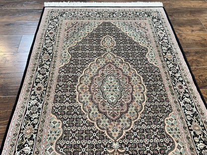 Sino Persian Rug 4x6, Fine Hand Knotted Carpet, Black, Wool, Vintage Rug 4 x 6, Herati Mahi, 300 KPSI - Nuvé
