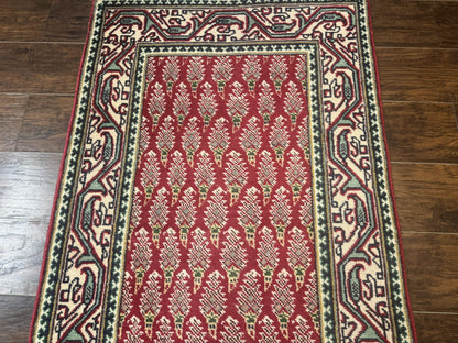 Persian Tabriz Runner Rug 3x16, Paisley Boteh Design, Red and Cream, Rug for Hallway, 16ft Wool Runner - Nuvé