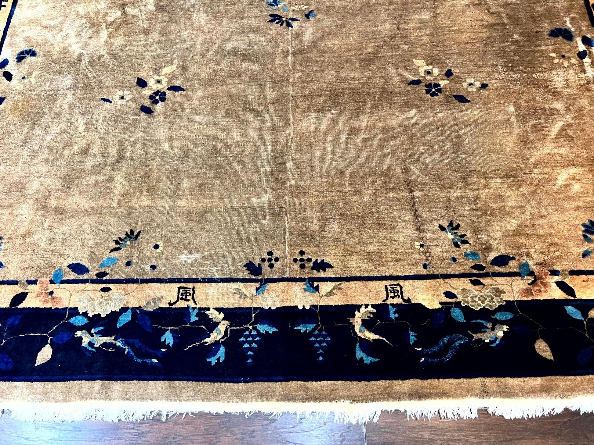 Antique Chinese Wool Rug 10x13, Large 1920s Peking Carpet, Handmade - Nuvé