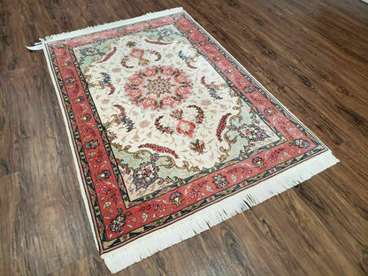 3' 4" X 5' Vintage Handmade Ultra Fine Floral Oriental Turkish Rug Carpet Wow - Nuvé