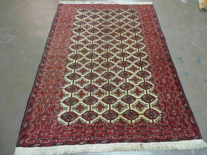 4' X 6' Handmade Finely Knotted Pakistan Turkoman Bokhara Wool Rug Nice - Nuvé