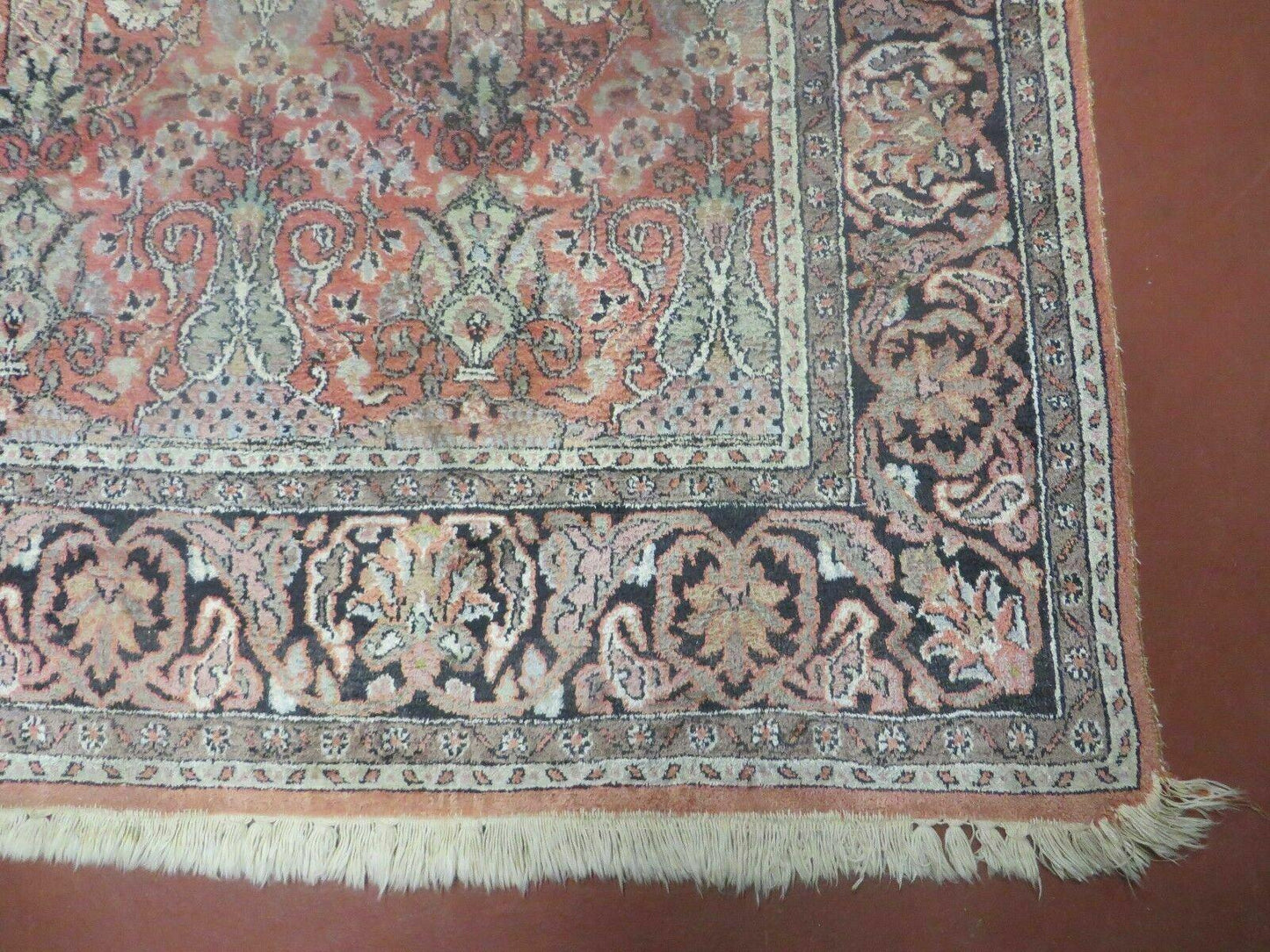 6' X 6' Vintage Handmade Fine Indian Silk Rug Kashmir Square Nice - Nuvé