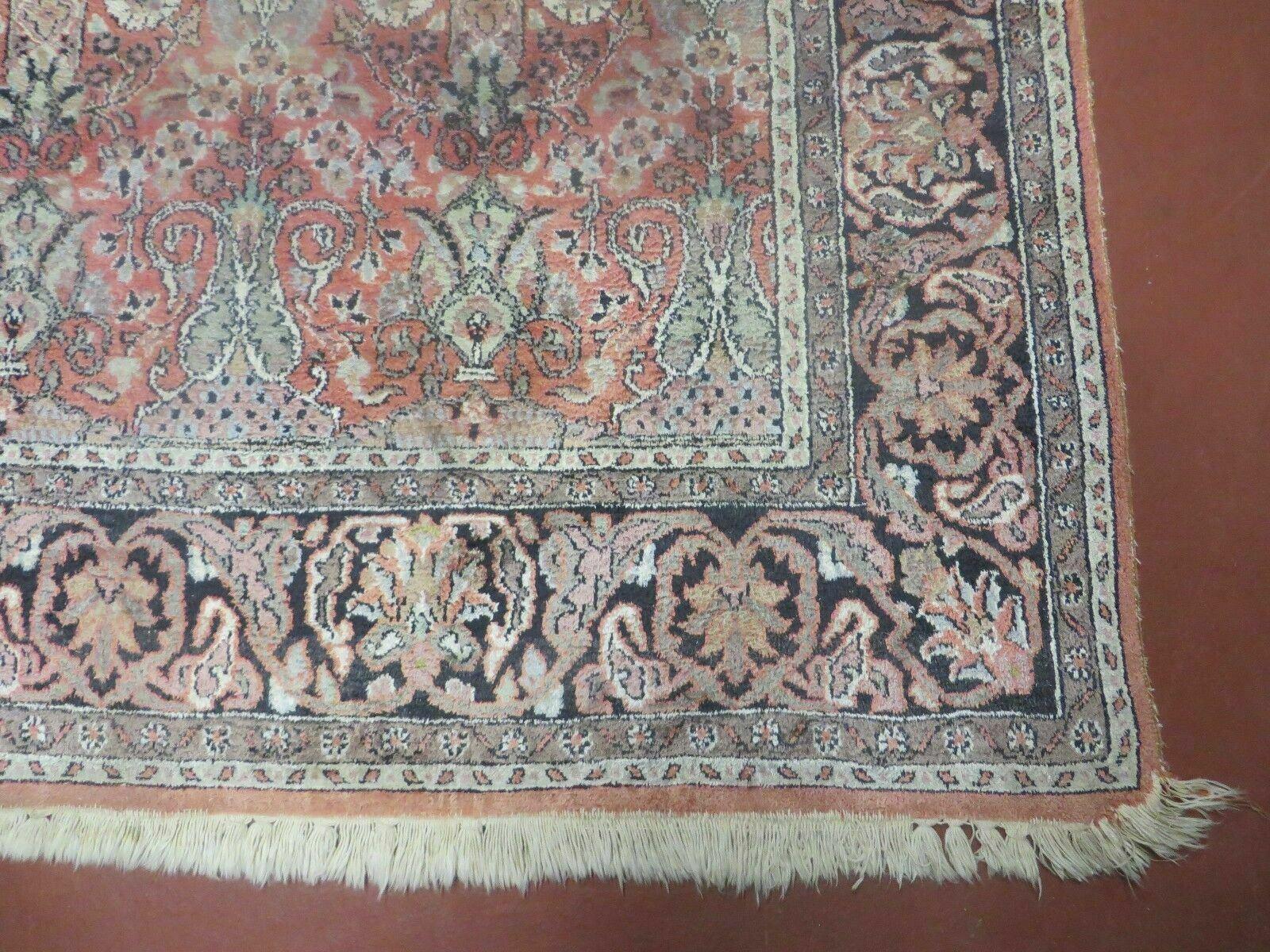 6' X 6' Vintage Handmade Fine Indian Silk Rug Kashmir Square Nice - Nuvé
