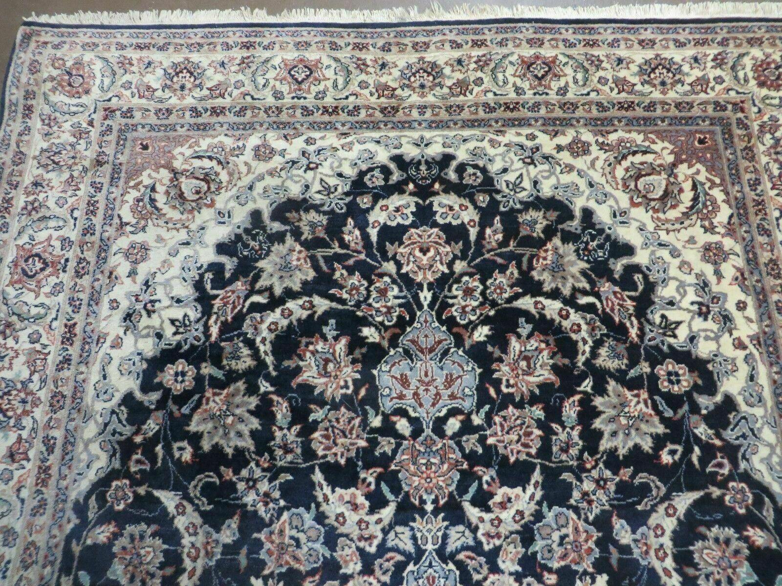 4' X 7' Vintage Handmade India Wool Silk Accent Rug Hand Knotted Black Organic - Nuvé