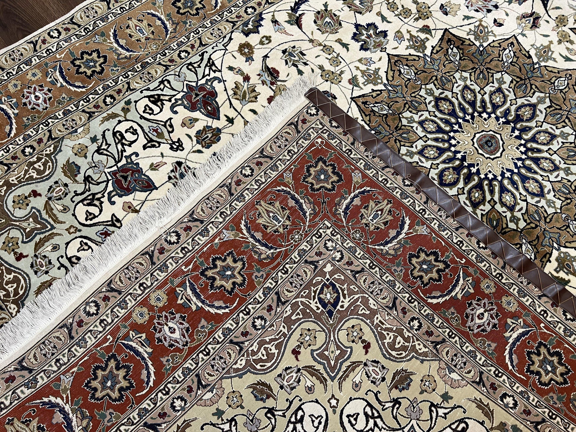 Wonderful Persian Tabriz Rug 7x10, Floral Medallion, Very Fine Oriental Carpet, Ivory - Nuvé