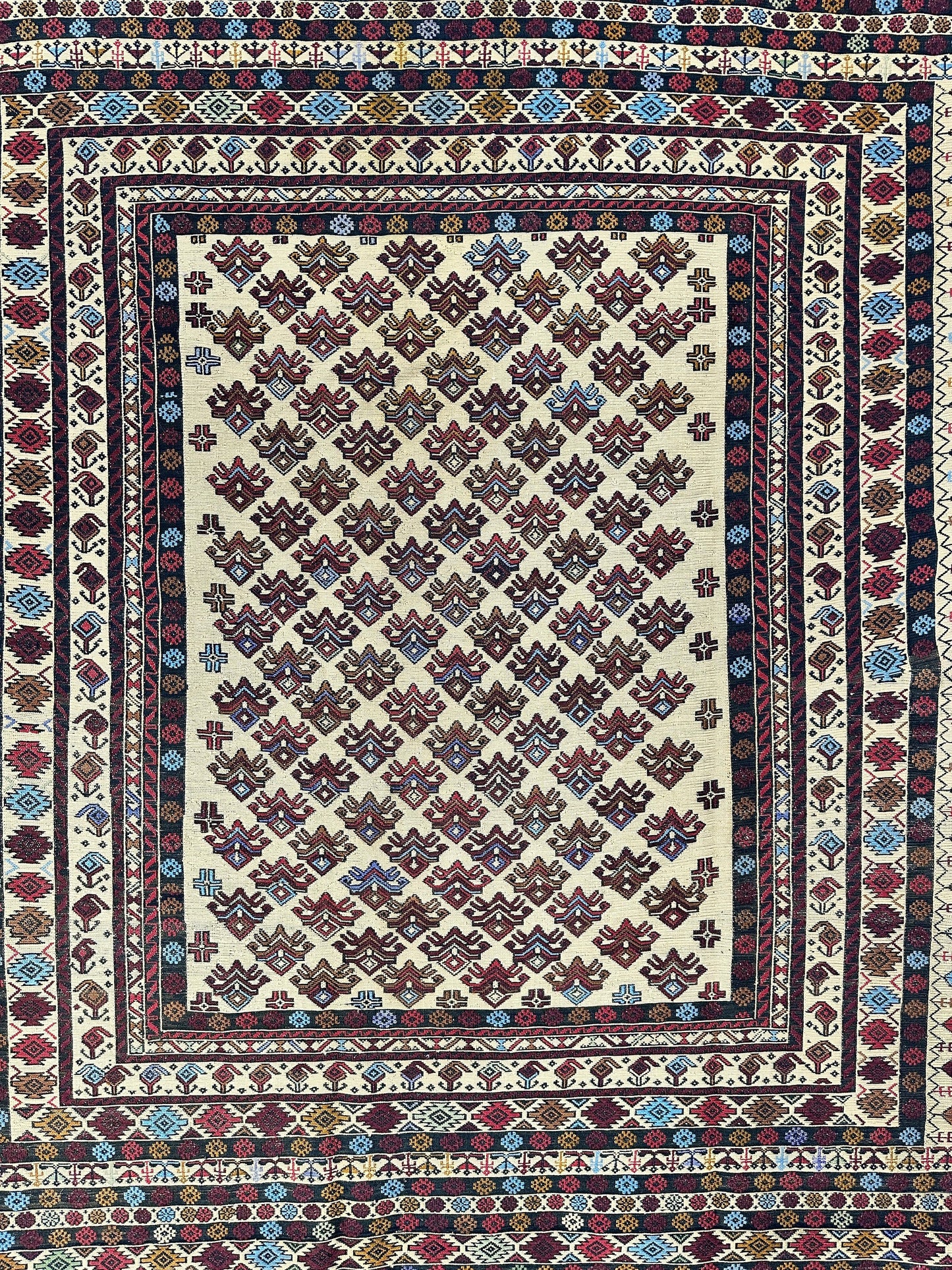 Hand-Woven Afghani Maliki Soumak Wool Kilim Rug - 4'2" x 6' - Nuvé
