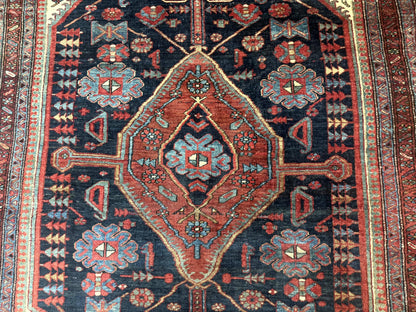 Antique Persian Bidjar Rug 5x6, Navy Blue and Red, Persian Tribal Rug - Nuvé
