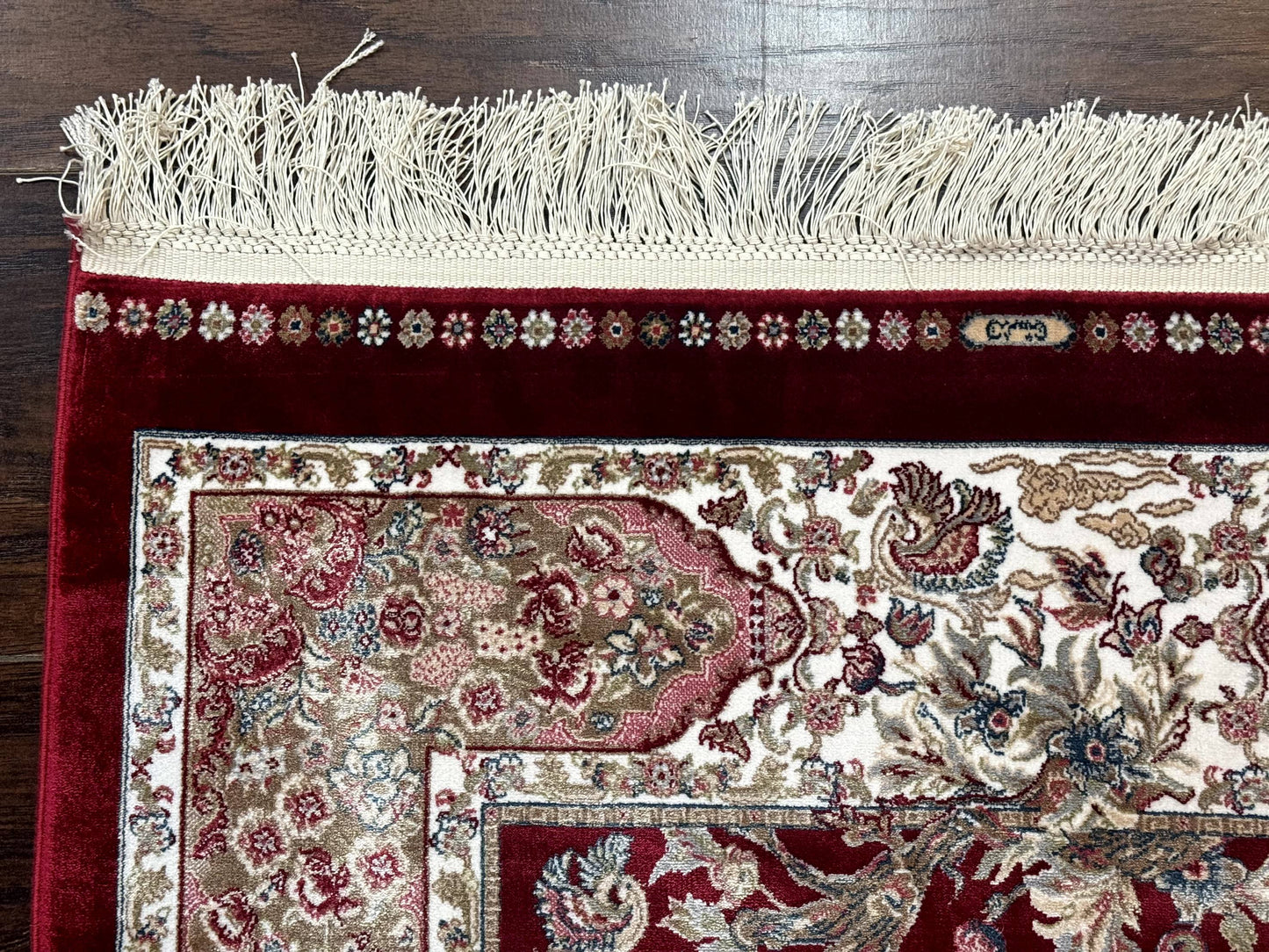 Dark Red Turkish Silk Rug 2.6 x 4, Hunting Design Scene, Bamboo Silk - Nuvé