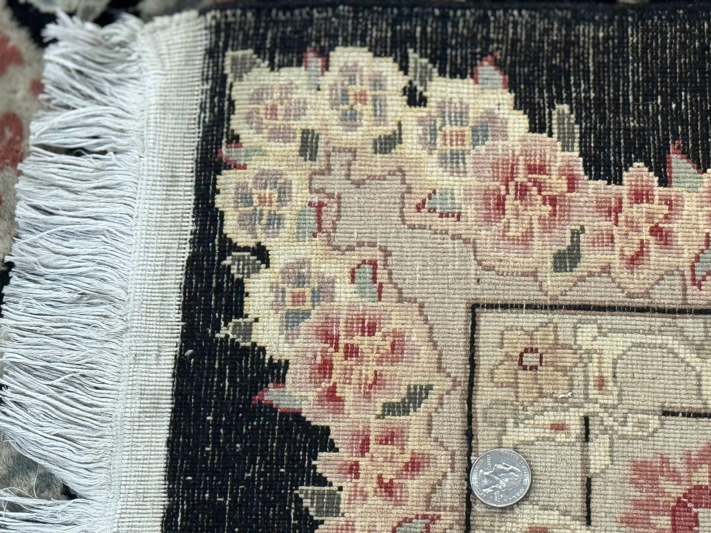 Pak Persian Tabriz Rug 8.6 x 11.6, Black Pink, Traditional Elegant Formal Oriental Carpet, Dining Room Rug, Fine 225 KPSI - Nuvé