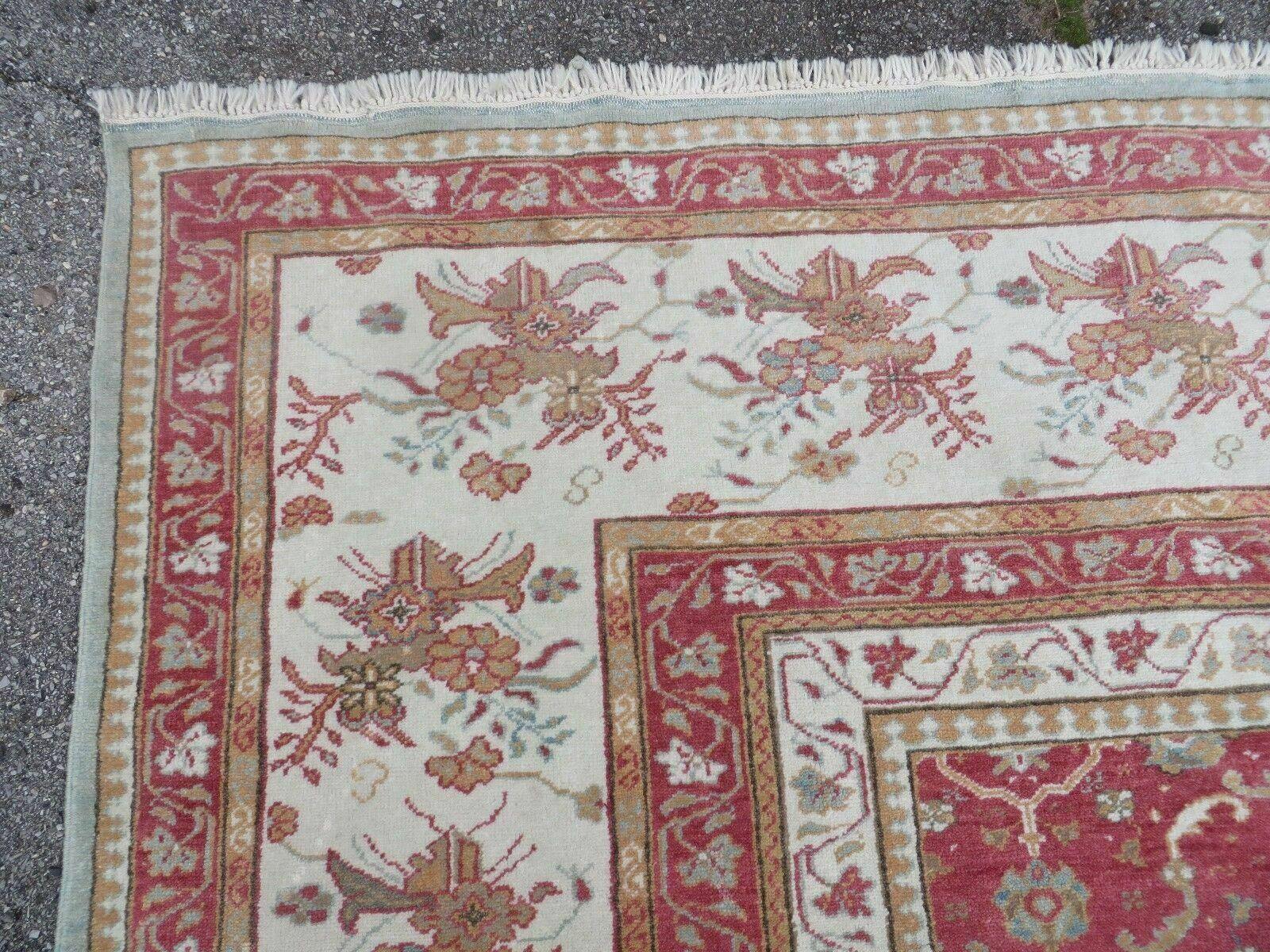 12' X 18' Palace Size Handmade Egyptian Wool Rug Carpet Soft Colors Red & Beige - Nuvé
