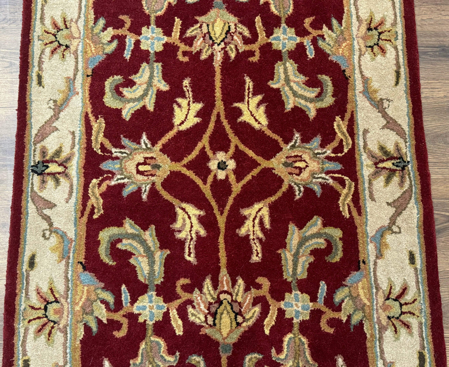 Small Floral Wool Rug 3x5, Safavieh Heritage Collection, Dark Red, Pair A - Nuvé