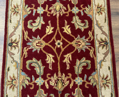 Small Floral Wool Rug 3x5, Safavieh Heritage Collection, Dark Red, Pair A - Nuvé