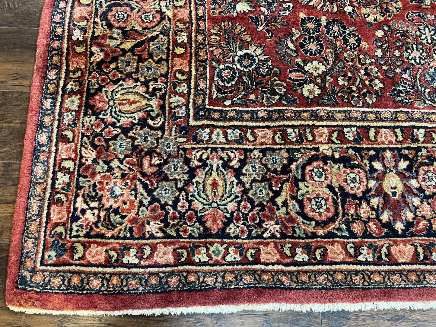 1920s Persian Sarouk Rug 9x12, Red Persian Carpet, High Quality Persian Rug, Allover Floral Pattern, Antique Oriental Rug, Wool Handmade Room Sized - Nuvé