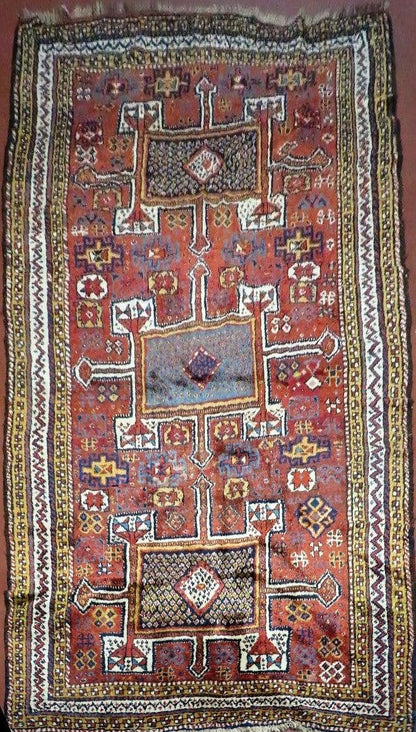 Antique Moroccan Runner Rug 4x9, Wide Runner, Hand Knotted Tribal Oriental Carpet, Hallway Rug, Geometric Medallions, Red, Bohemian Rug Nice - Nuvé