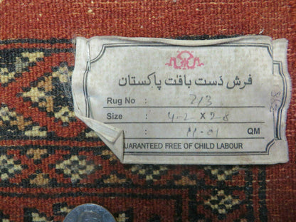 3' X 4' Vintage Handmade Pakistan Turkoman Bokhara Fine Woven Wool Rug - Nuvé