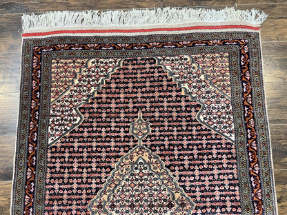 Afghan Rug 4x5, Wool with Silk Highlights, Very Fine Hand Knotted Vintage Oriental Carpet, Herati Pattern, Persian Rug, Bidjar Rug, 400 KPSI - Nuvé