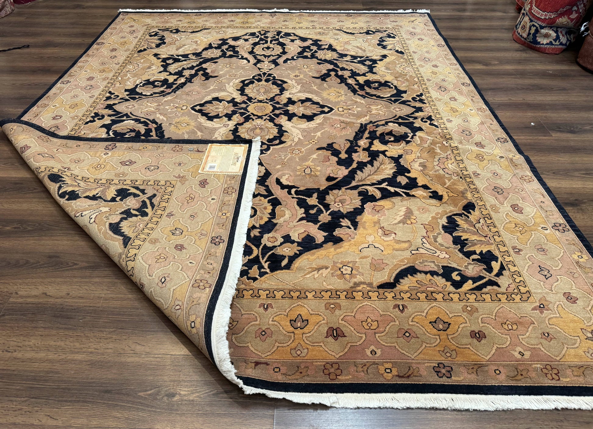 Handmade Wool Rug 8x10, Black & Dark Beige, Nourison, Traditional Rug - Nuvé