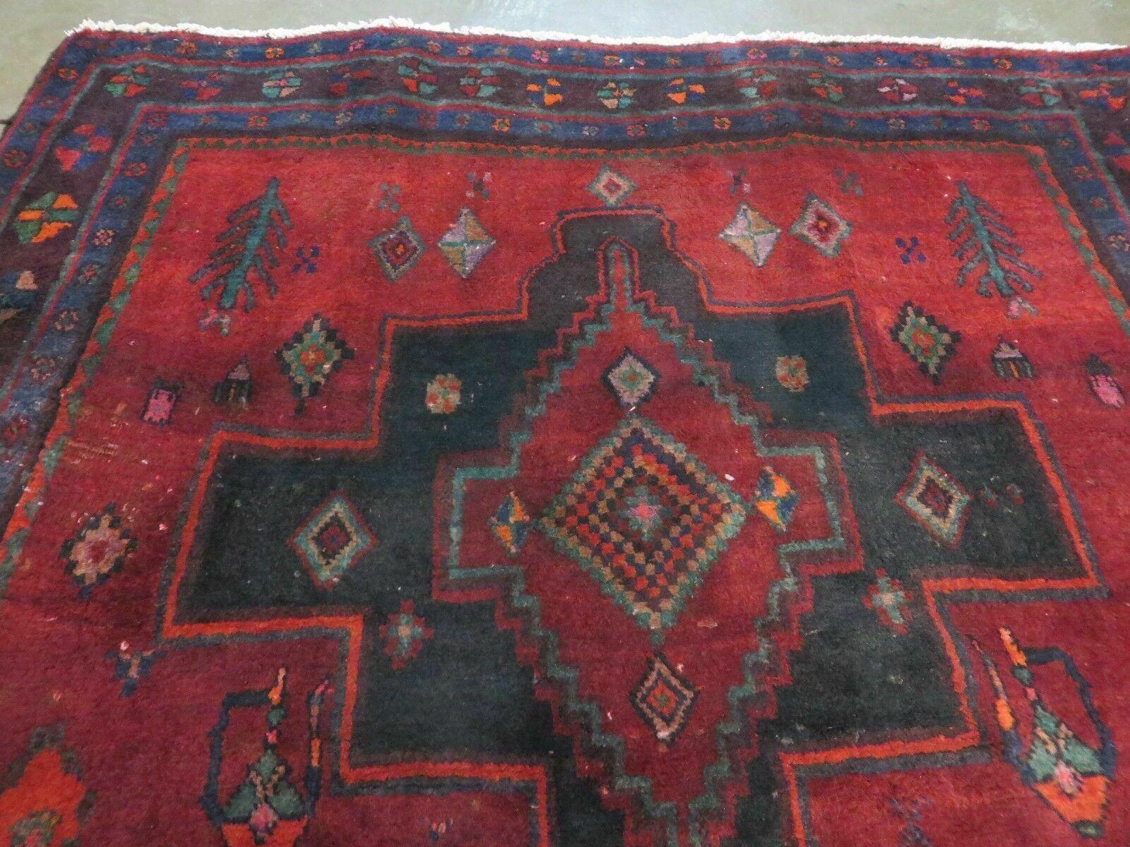 4' X 8' Antique Handmade India Geometric Oriental Wool Rug Veg Dyes Nice - Nuvé