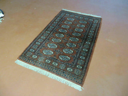 3' X 4' Vintage Handmade Pakistan Turkoman Bokhara Fine Woven Wool Rug - Nuvé