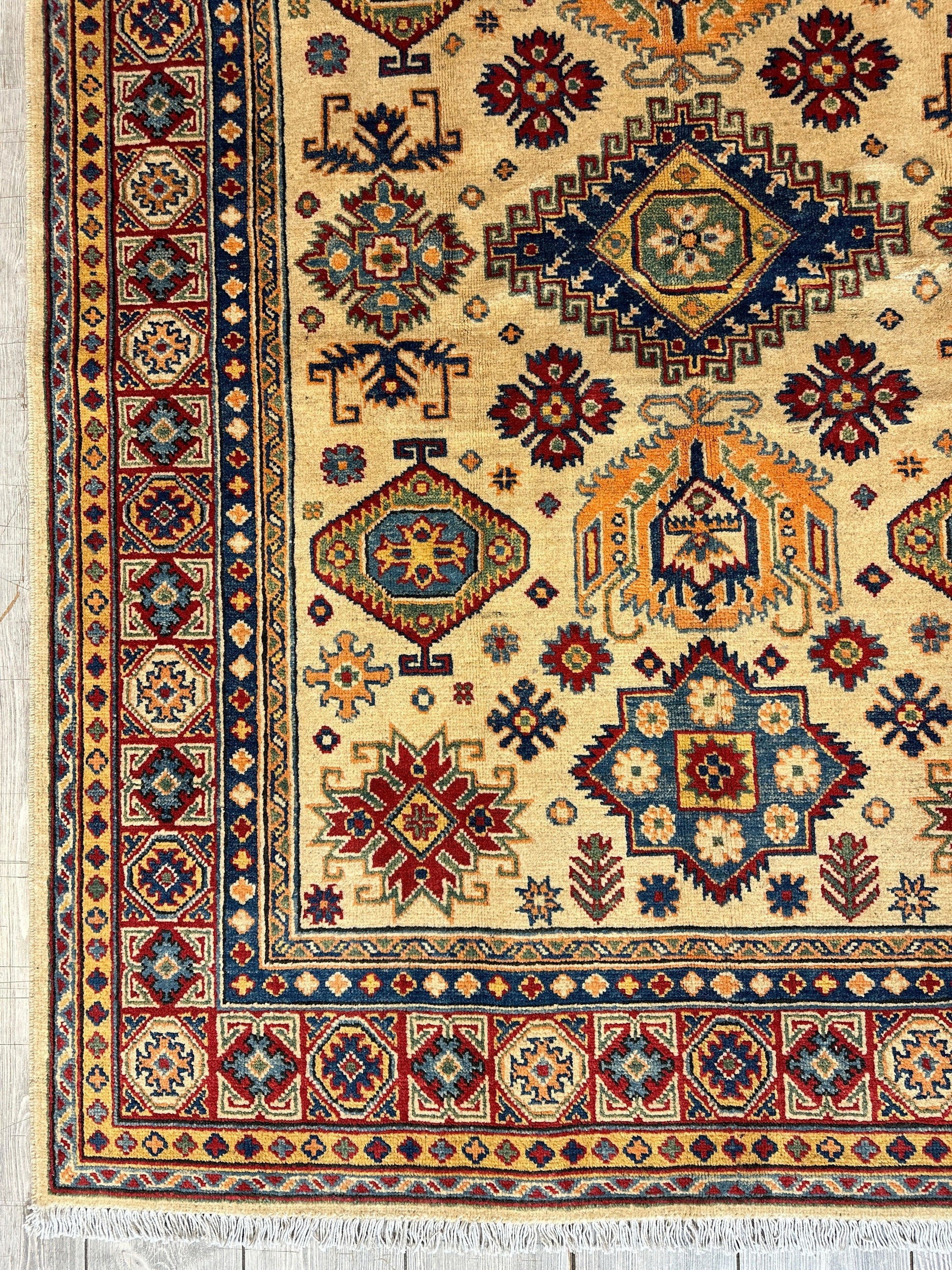 Fine Hand Knotted Afghani Super Kazak Rug 5 x 7 - Nuvé