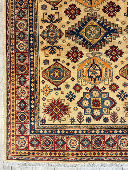 Fine Hand Knotted Afghani Super Kazak Rug 5 x 7 - Nuvé