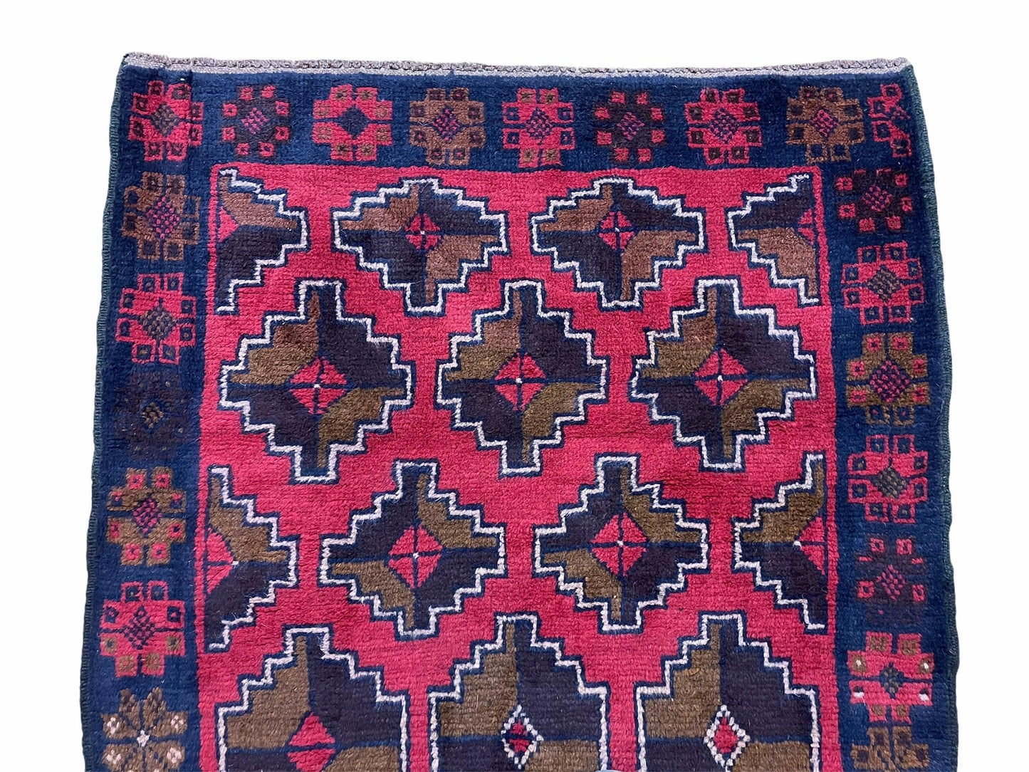 3' X 4' 7" Vintage Handmade Tribal Wool Rug Balouchi Rug Afghan Rug Red Brown - Nuvé
