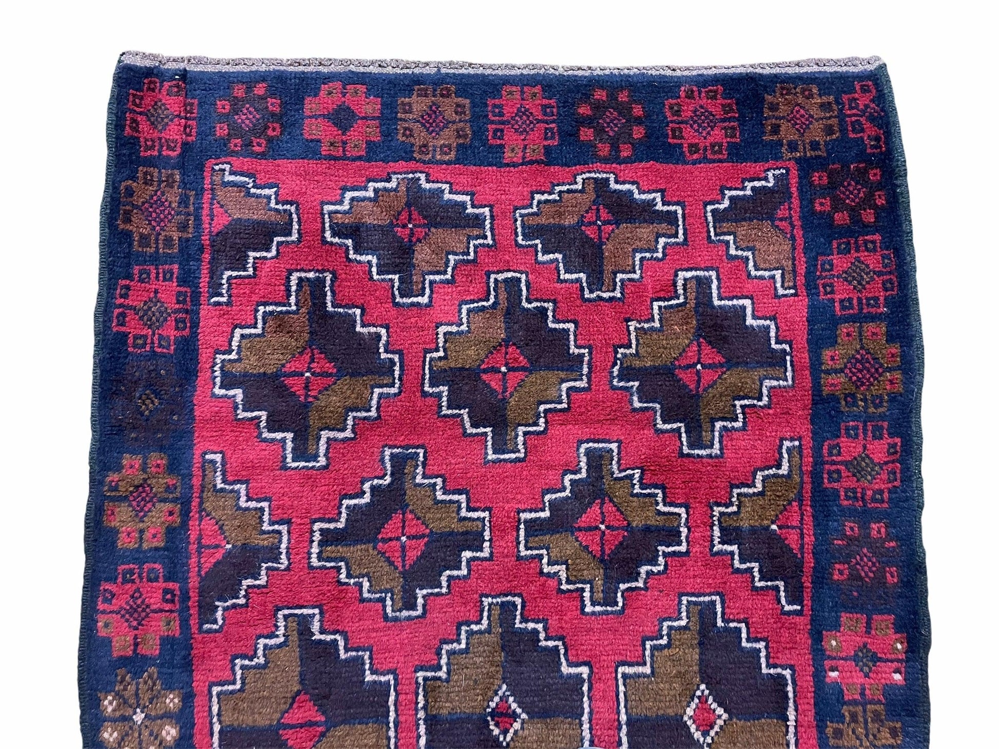 3' X 4' 7" Vintage Handmade Tribal Wool Rug Balouchi Rug Afghan Rug Red Brown - Nuvé