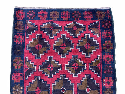 3' X 4' 7" Vintage Handmade Tribal Wool Rug Balouchi Rug Afghan Rug Red Brown - Nuvé