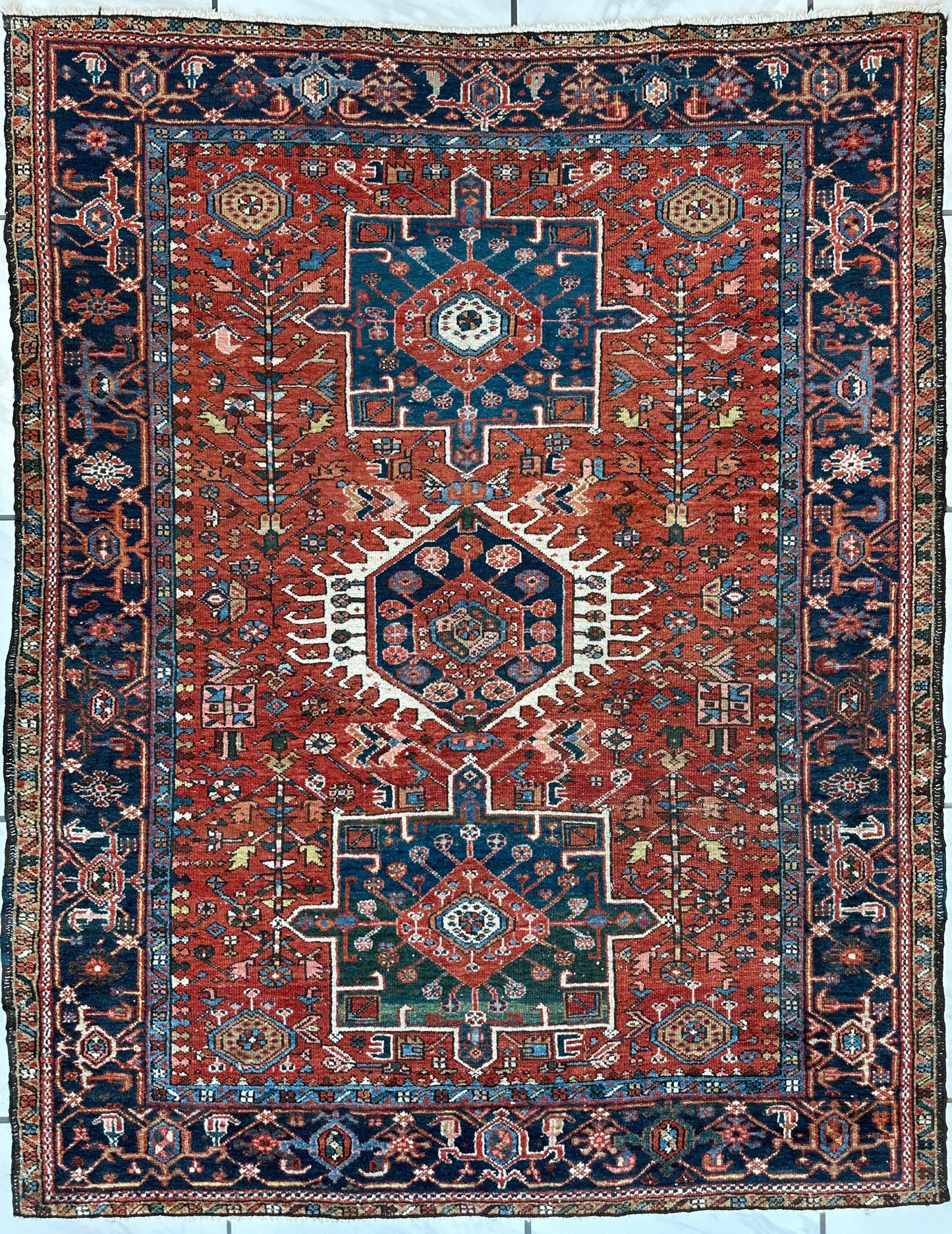 KARAJA Persian Antique Heriz Rug  4'9" x 6' - Nuvé