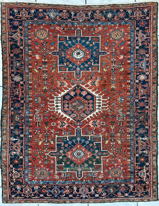KARAJA Persian Antique Heriz Rug  4'9" x 6' - Nuvé