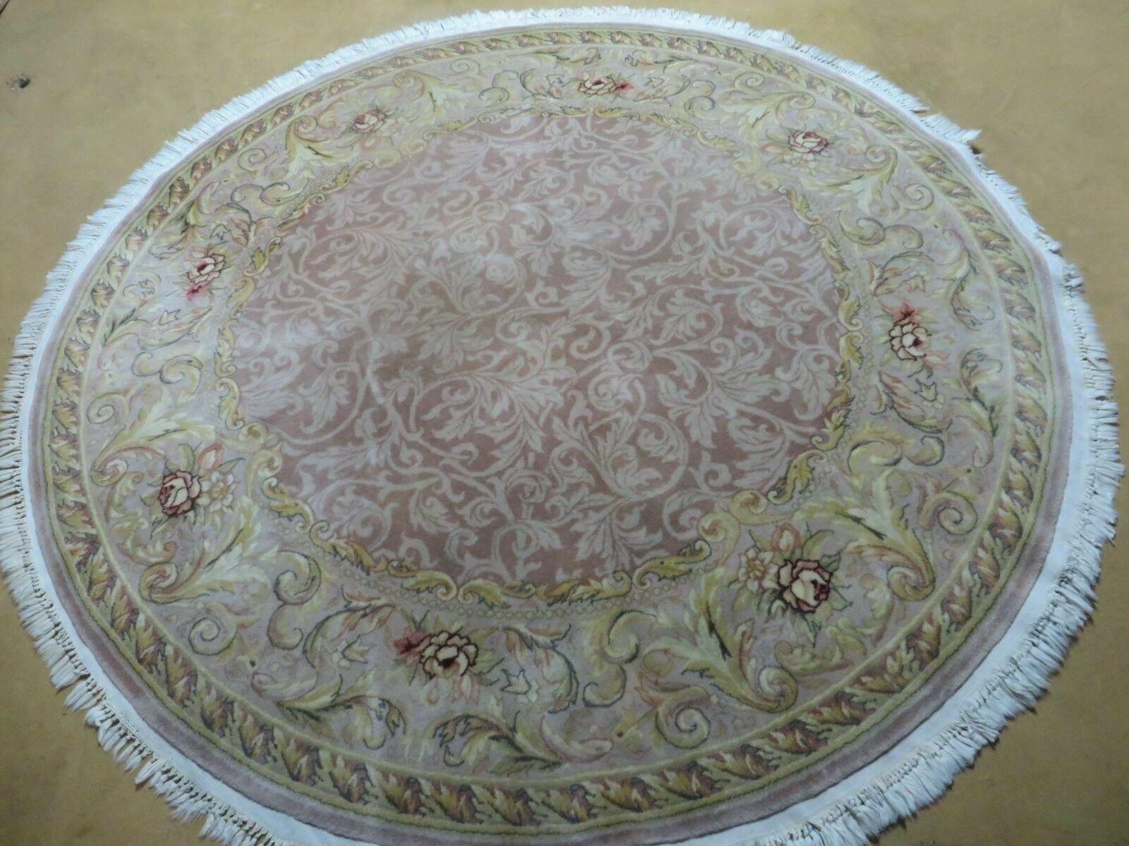 6' X 6' Round Handmade Fine Chinese Floral Oriental Silk Wool Rug Carpet Nice - Nuvé