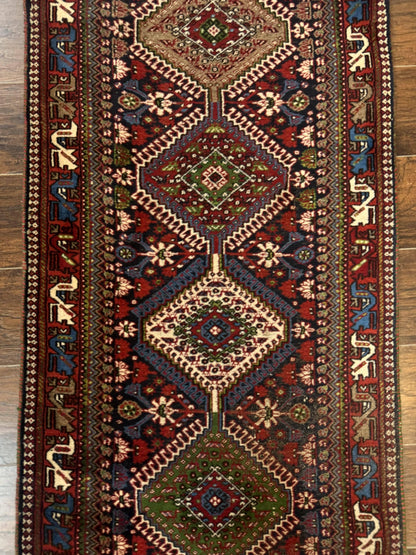 Persian Tribal Runner Rug 2.6 x 20 ft, Antique Persian Shiraz Carpet for Hallway, Colorful Navy Blue - Nuvé