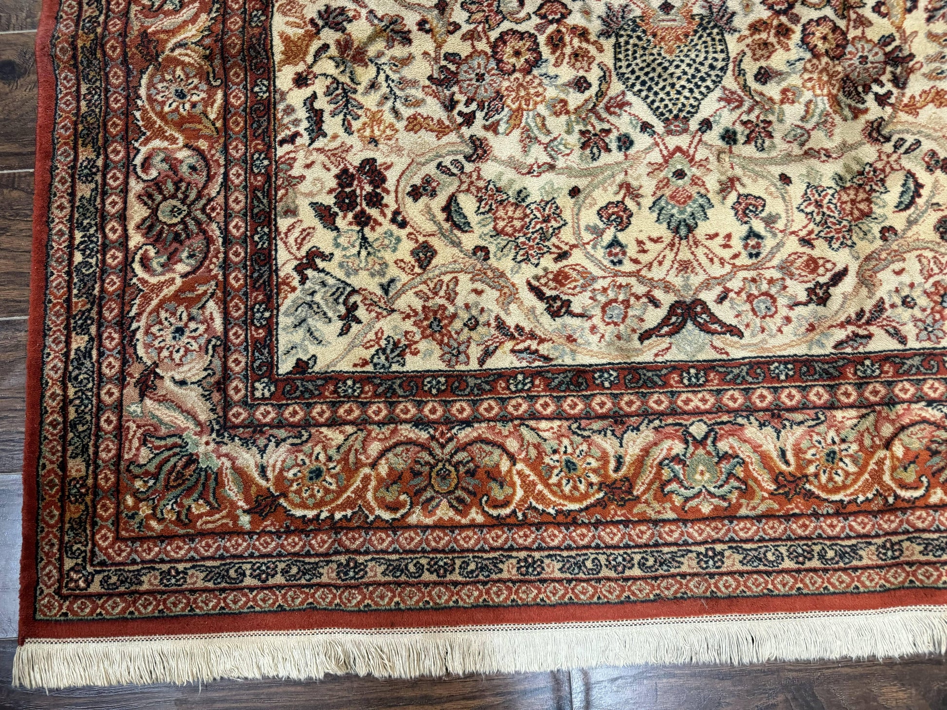 Antique Persian Rug 5x7, Allover Floral with Vases, Beige and Red, Belgian Power Loomed Rug, Vintage - Nuvé