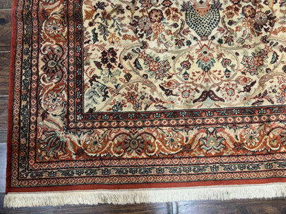 Antique Persian Rug 5x7, Allover Floral with Vases, Beige and Red, Belgian Power Loomed Rug, Vintage - Nuvé