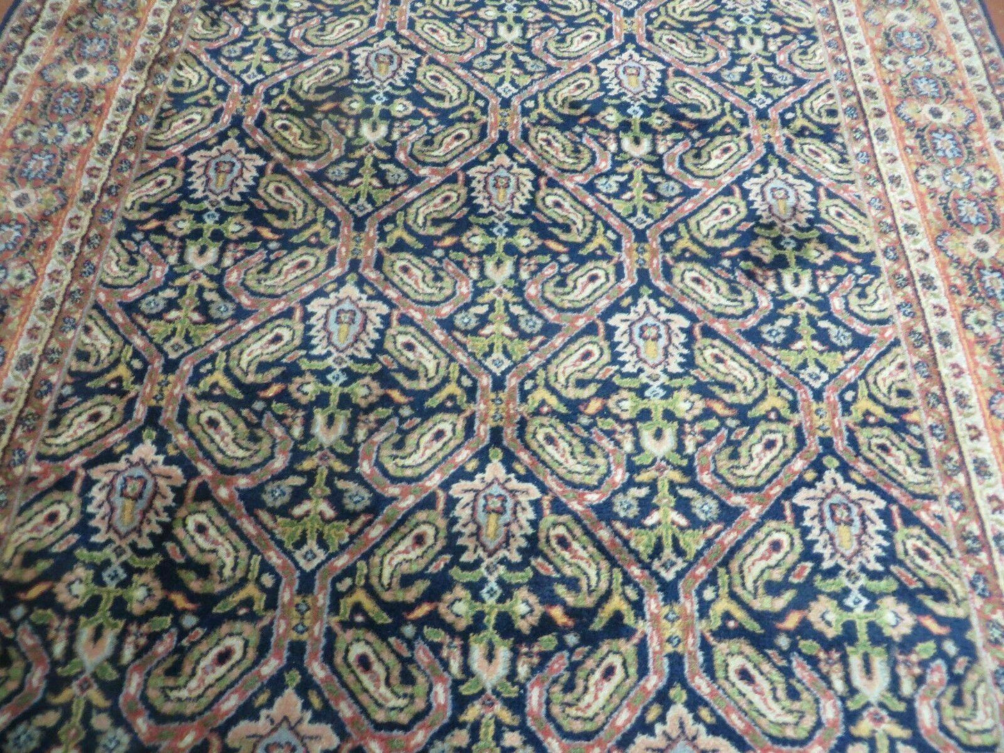 4' X 6' Vintage Fine Handmade India Floral Oriental Wool Rug Carpet Blue Red - Nuvé
