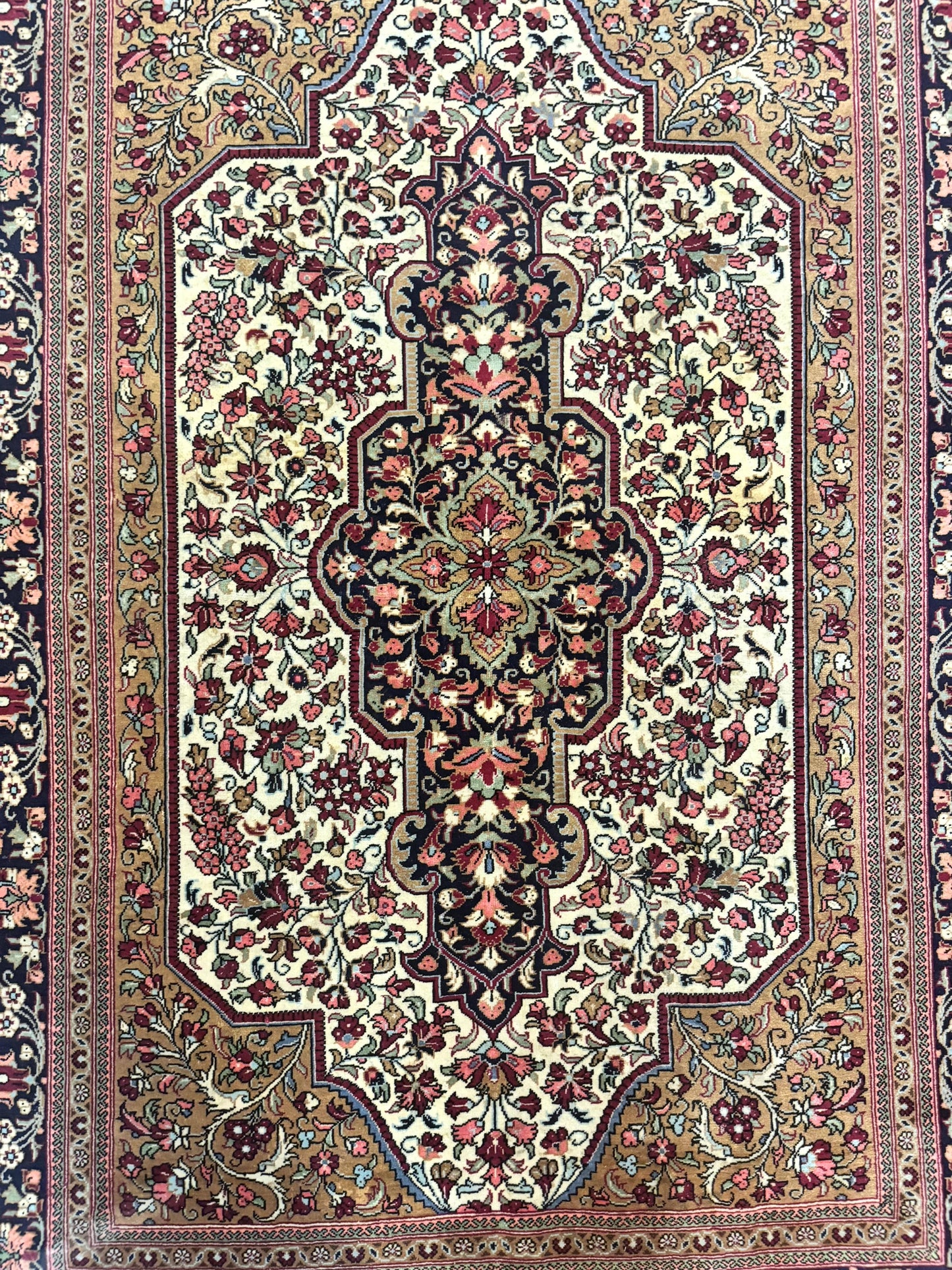 Persian Qum Rug 3.6 x 5, Kork Wool, Very Finely Hand Knotted 325 KPSI, Rare, Semi Antique - Nuvé