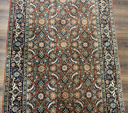 Indo Persian Bijar Rug 3x5, Red and Navy Blue, Allover Pattern, Fine Hand Knotted Wool Carpet - Nuvé