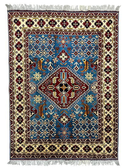Hand-Knotted Afghani Kazak Wool Rug – 5’0″  x  6’10″ - Nuvé