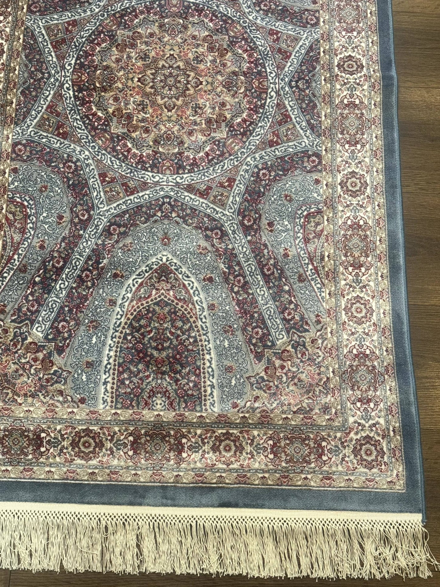 Turkish Silk Runner Rug 2.6 x 10, Light Blue Carpet, Bamboo Silk, New - Nuvé