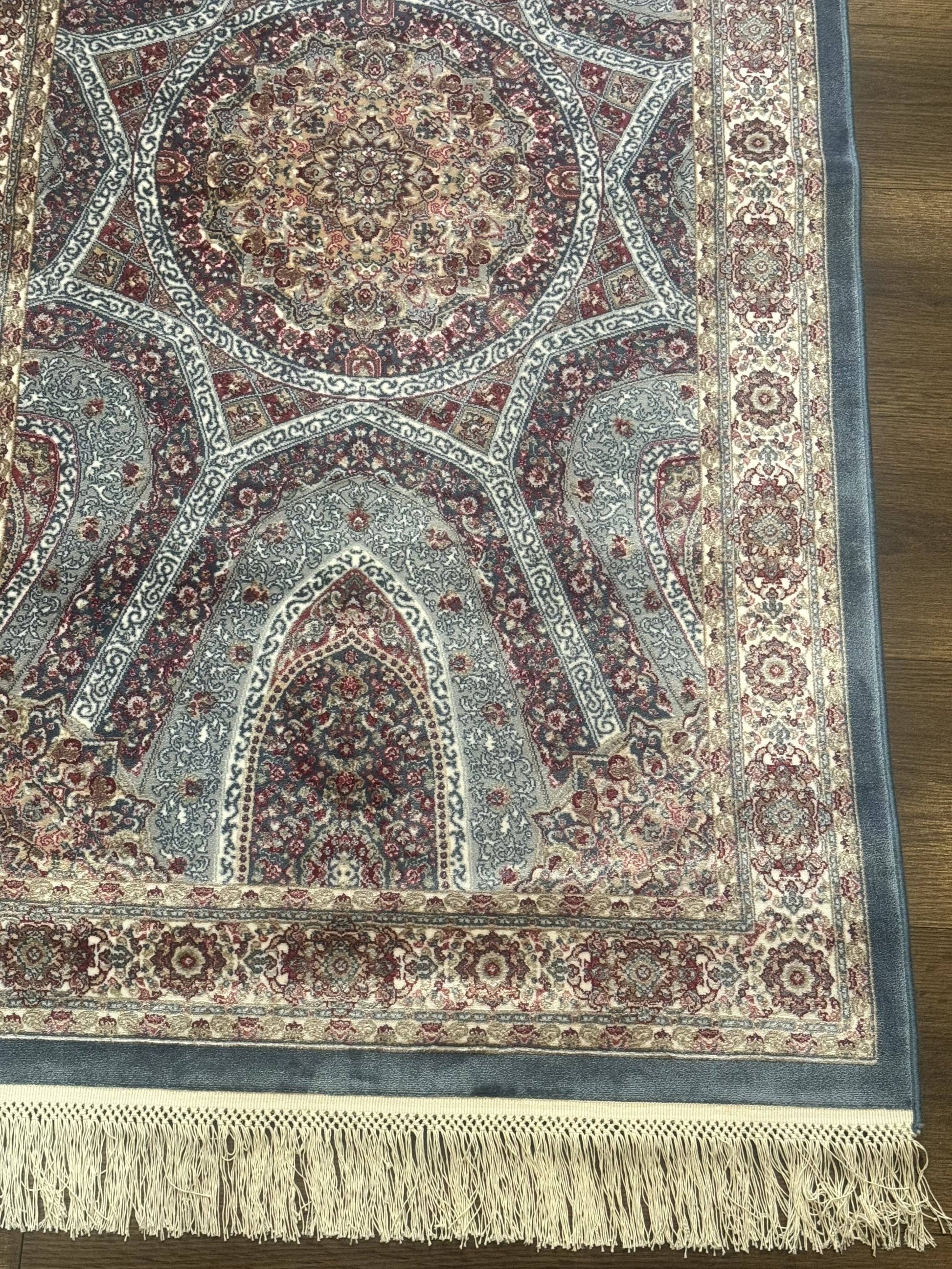 Turkish Silk Runner Rug 2.6 x 10, Light Blue Carpet, Bamboo Silk, New - Nuvé