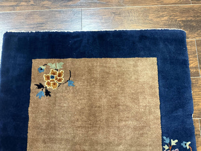 Chinese Rug 3x5, Antique Peking Art Deco Carpet, Simple Design - Nuvé