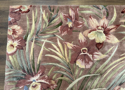 Hand Tufted Floral Rug 5x8, Light Rose Wool Carpet - Nuvé