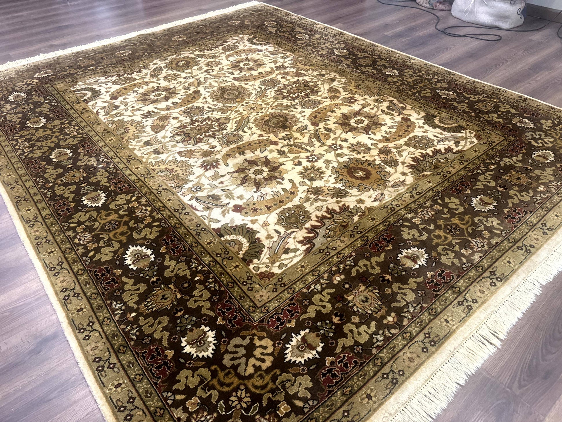 Indo Persian Mahal Rug 8x10, Floral Traditional Wool Oriental Carpet - Nuvé