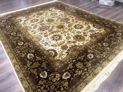 Indo Persian Mahal Rug 8x10, Floral Traditional Wool Oriental Carpet - Nuvé