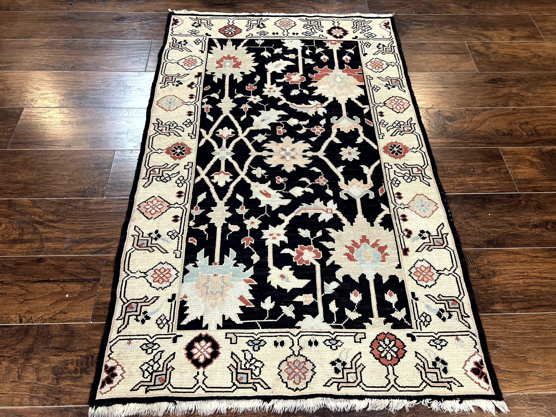 Turkish Flatweave Kilim Rug 3x5, Black, Handmade Vintage Wool Carpet - Nuvé