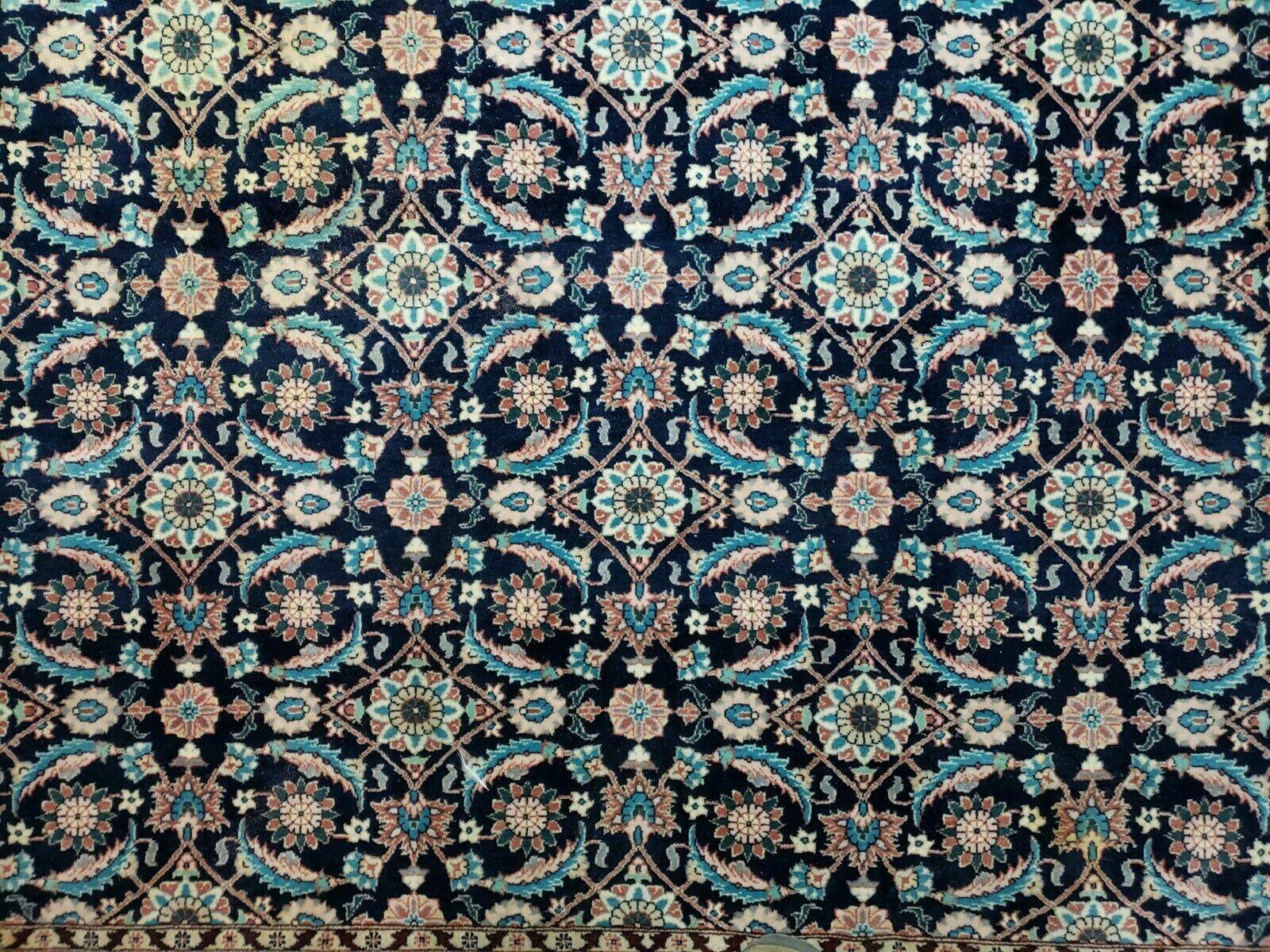 6' X 6' Gorgeous Handmade India Floral Oriental Wool Rug Square Blue Carpet Wow - Nuvé