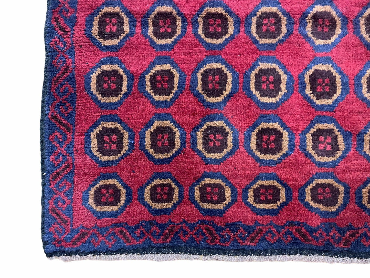 3'X 4'8" Vintage Handmade Tribal Wool Rug Balouchi Rug Afghan Rug Red Beige Blue - Nuvé